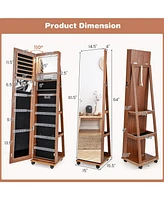 Gouun 64 Inches Lockable Jewelry Cabinet Armoire with Built-in Makeup Mirror
