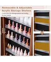 Gouun 64 Inches Lockable Jewelry Cabinet Armoire with Built-in Makeup Mirror