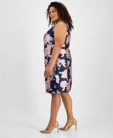 Kasper Plus Floral Sleeveless Sheath Dress