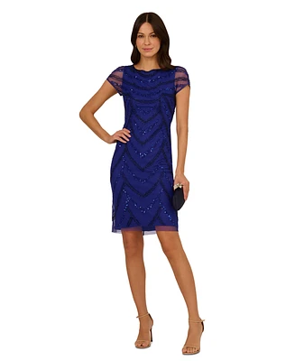 Adrianna Papell Women's Beaded Cap-Sleeve Sheath Dress