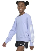 adidas Big Girls Long-Sleeve 3-Stripe French Terry Crewneck Pullover Sweatshirt