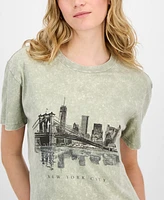 Rebellious One Juniors' New York City Mineral Wash T-Shirt