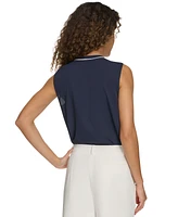 Tommy Hilfiger Women's Sleeveless Button-Front Ruffled Blouse