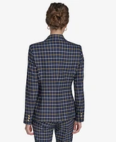 Tommy Hilfiger Women's Plaid-Print Slim-Fit Single-Button Blazer