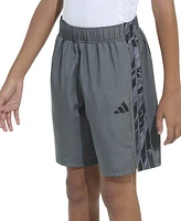 adidas Big Boys Elastic-Waistband Woven Camo Printed 3-Stripes Shorts