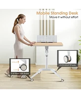 Gouun Height Adjustable Mobile Standing Desk with Detachable Holde