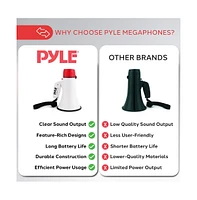 Pyle Portable Megaphone with Siren, 20 Watt Power, Aux Input for MP3, Automatic Siren, Lightweight