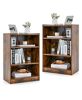 Gouun 3-Tier Bookcase Open Display Rack Cabinet with Adjustable Shelves