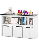 Gouun Kids Toy Storage Organizer with Blackboard Top-3-Drawer