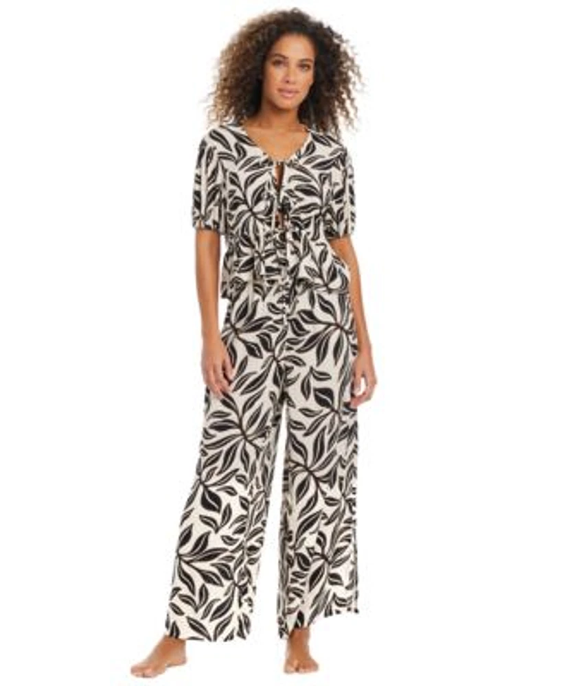 Bar Iii Womens Resort Daze Cover Up Tie Front Top Drawstring Pants Exclusively At Macys