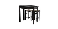 Slickblue Compact 3-Piece Dining Set with Table and 2 Backless Stools in Espresso Finish