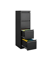 Boyel Living 4 Drawer File Cabinet with Lock Metal Vertical Storage Office Home Steel for A4 Legal/Letter Narr