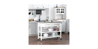 Slickblue Rolling Kitchen Island 2 Drawers Storage with Stainless Steel Top