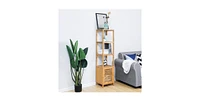 Slickblue Modern Bookcase with Shelves and Bottom Storage Cabinet for Home and Office