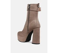 London Rag Wanderer Flared Block Heel Mid-Calf Boots