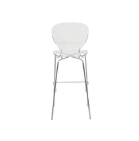 LeisureMod Oyster Acrylic Barstool with Steel Frame in Chrome Finish