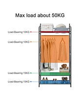 Unho Metal Clothes Rack: Garment Hanging Storage Shelf Shoes Stand for Bedroom Living Room