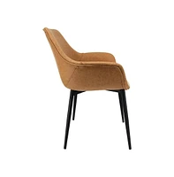 LeisureMod Markley Modern Leather Dining Arm Chair With Metal Legs Set of 2