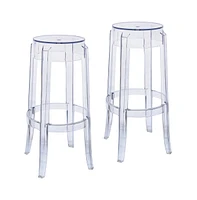 LeisureMod Averill Plastic Barstool with Clear Acrylic Seat and Legs