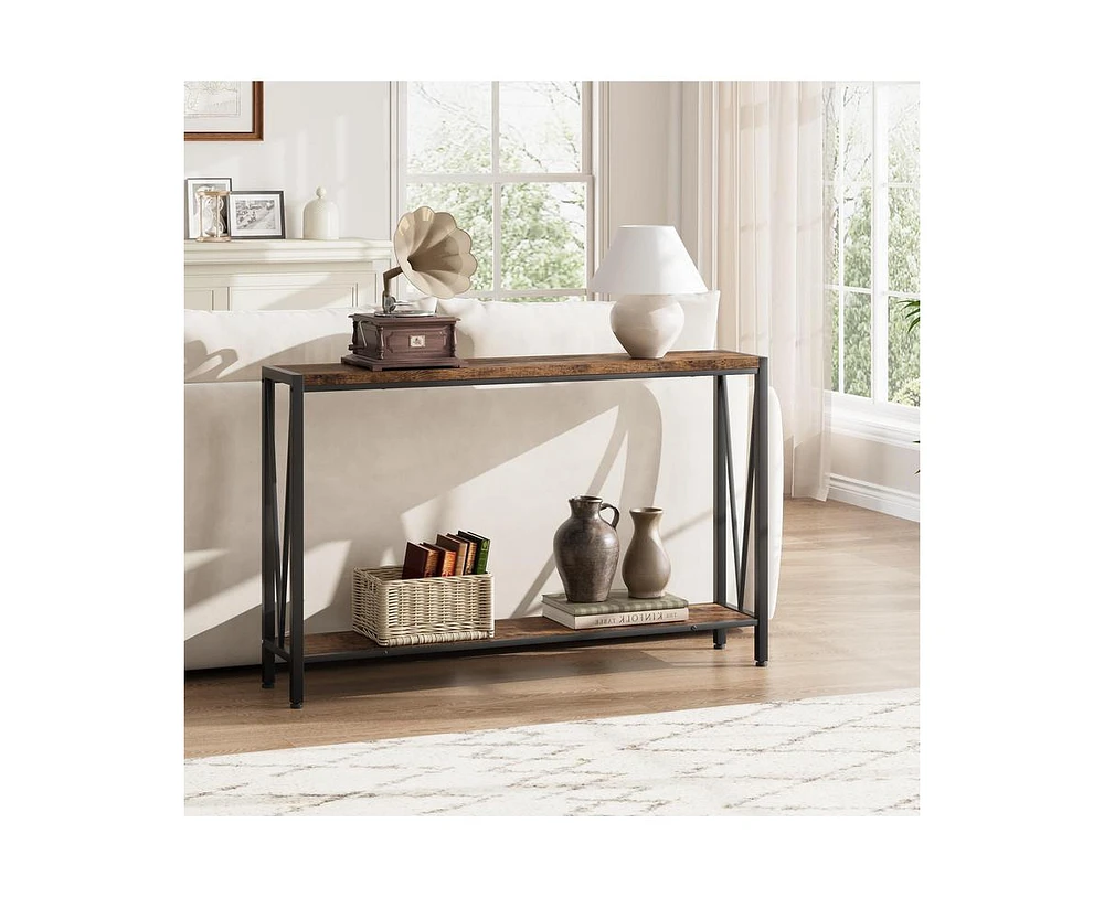 gaomon Console Table,2-Tier Entryway Table Featuring Ample Storage, Narrow Sofa Table with a V Design, Measuring 43" – Ideal for Your Entryway