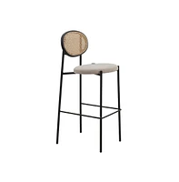 LeisureMod Euston Modern Wicker Bar Stool With Black Steel Frame