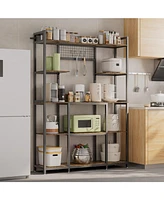 Unho 5 Tier Storage Shelf Bookcase: Bookshelf with Metal Frame for Living Room Display Shelf