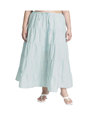 Eloquii Women's Plus Tiered Maxi Skirt