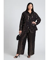 Eloquii Plus Relaxed Striped Sequin Pant