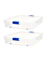 Homz 56 Quart Underbed Secure Latching Clear Plastic Storage Container, (2 Pack)