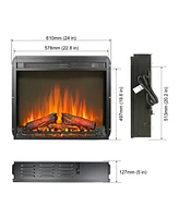 Mondawe 23Inch Electric Fireplace,Ultra Thin Heater With Log Set&Realistic Flame And Remote Control