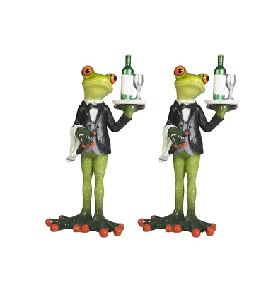 Fc Design "2-pc Gift Set" 7"H Frog Bartender Serving Wine Figurine Statue Ornament Home Room Office Decor and Perfect Gift Ideas for Housewarming, Hol