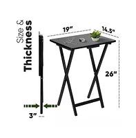 Slickblue Set of 2 Wood Finish Folding Tv Tray Tables for Dining and Work