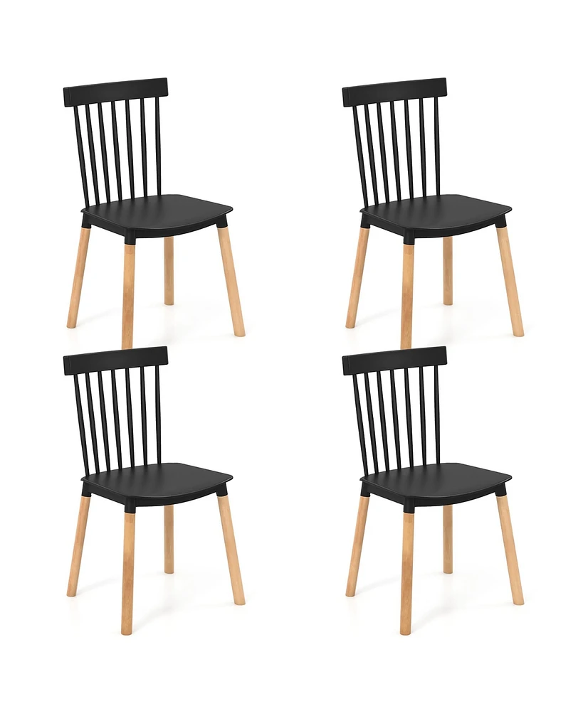 Gymax Set of 4 Windsor Dining Chairs w/ Spindle Backs & Curved Seats