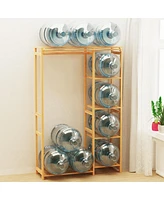 Unho Wooden Garment Rack: Coat Stand with Shelves Cabinet Clothes Storage