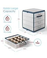 Hearth & Harbor Christmas Ornament Storage Box With 4 Inner Tray Dividers