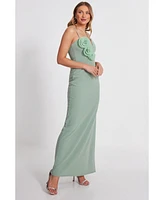 Quiz Women's Scuba Crepe Maxi Dress with 3D Applique Detail