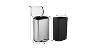 Slickblue 13-Gallon Modern Stainless Steel Kitchen Trash Can with Foot Step Pedal Design