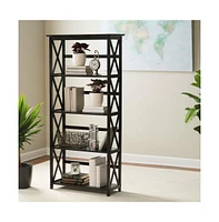 Slickblue Tall 5-Tier Wooden Bookcase for Home Storage and Organization