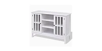 Slickblue Modern Console Cabinet with Tempered Glass Doors Stylish Sofa Table for Storage and Display