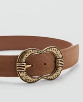 Mango Women's Buckle Leather Belt