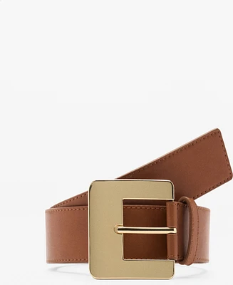 Mango Women's Maxi Buckle Leather Belt