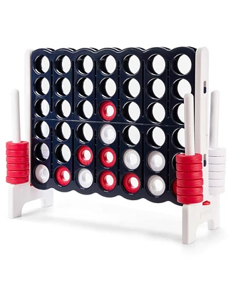 Gymax Giant 4 in A Row Jumbo 4-to-Score Game Set Kids Adults w/ 42 Jumbo Rings