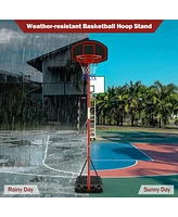 Gymax Adjustable Basketball Hoop System Stand Portable W/2 Wheels Fillable Base