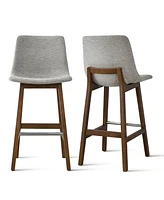 Maison Boucle Set of 2 Upholstered Bar Stools with Solid Wood Legs, Modern Counter Height Chairs for Kitchen Island, Bar, or Dining Room-Maison Boucle