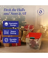 Homz 31 Qt Holiday Clear Plastic Storage Container w/ Latching Handles (4 Pack)