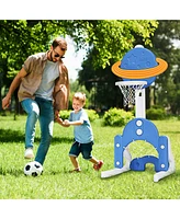 Gymax 3 in 1 Kids Basketball Hoop Set Adjustable Sports Activity Center w/ Balls