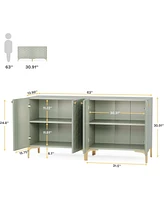 Tribesigns Sideboard Buffet Cabinet Set of 2, Modern Buffets Storage Cabinets with Adjustable Shelves, Wooden Credenza Accent Cabinet for Kitchen, Liv
