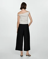 Mango Women's Wide Leg Pleated Pants