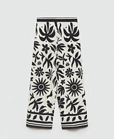 Mango Women's Floral-Print Wide Leg Pants