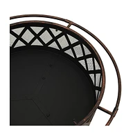 vidaXL Rustic Fire Pit with Poker 29.9" Xxl Steel